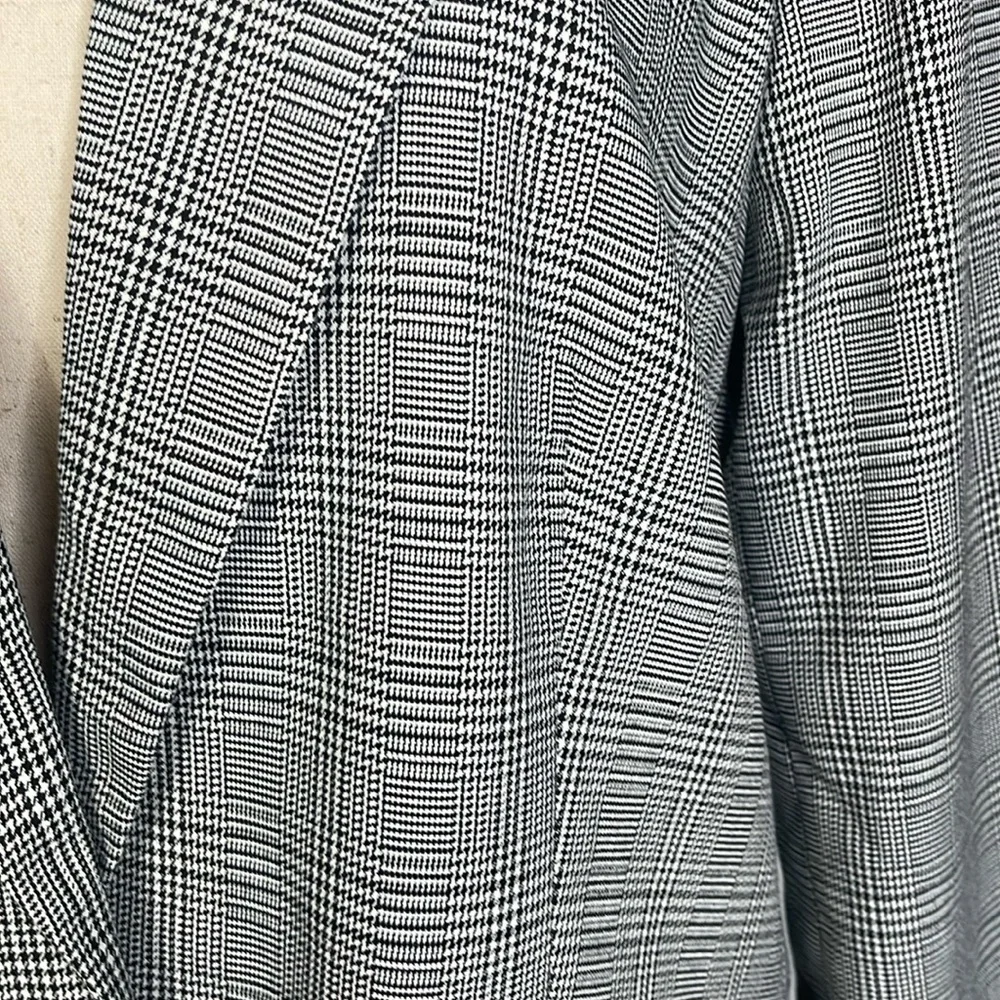 Tall Plaid Velvet Collar Long Modern Blazer Sz 14 - Picture 10 of 13